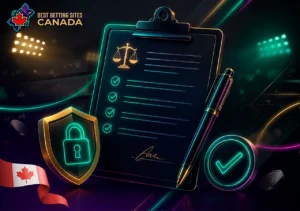 Betting site terms and conditions: rules checklist, legal symbols, document signature, and secure access icon