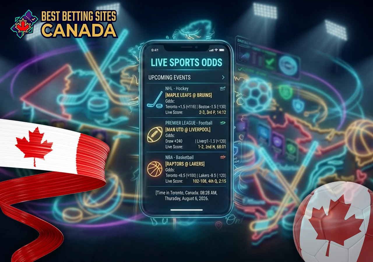 Mobile sports betting apps categorized by hockey, football, and basketball.
